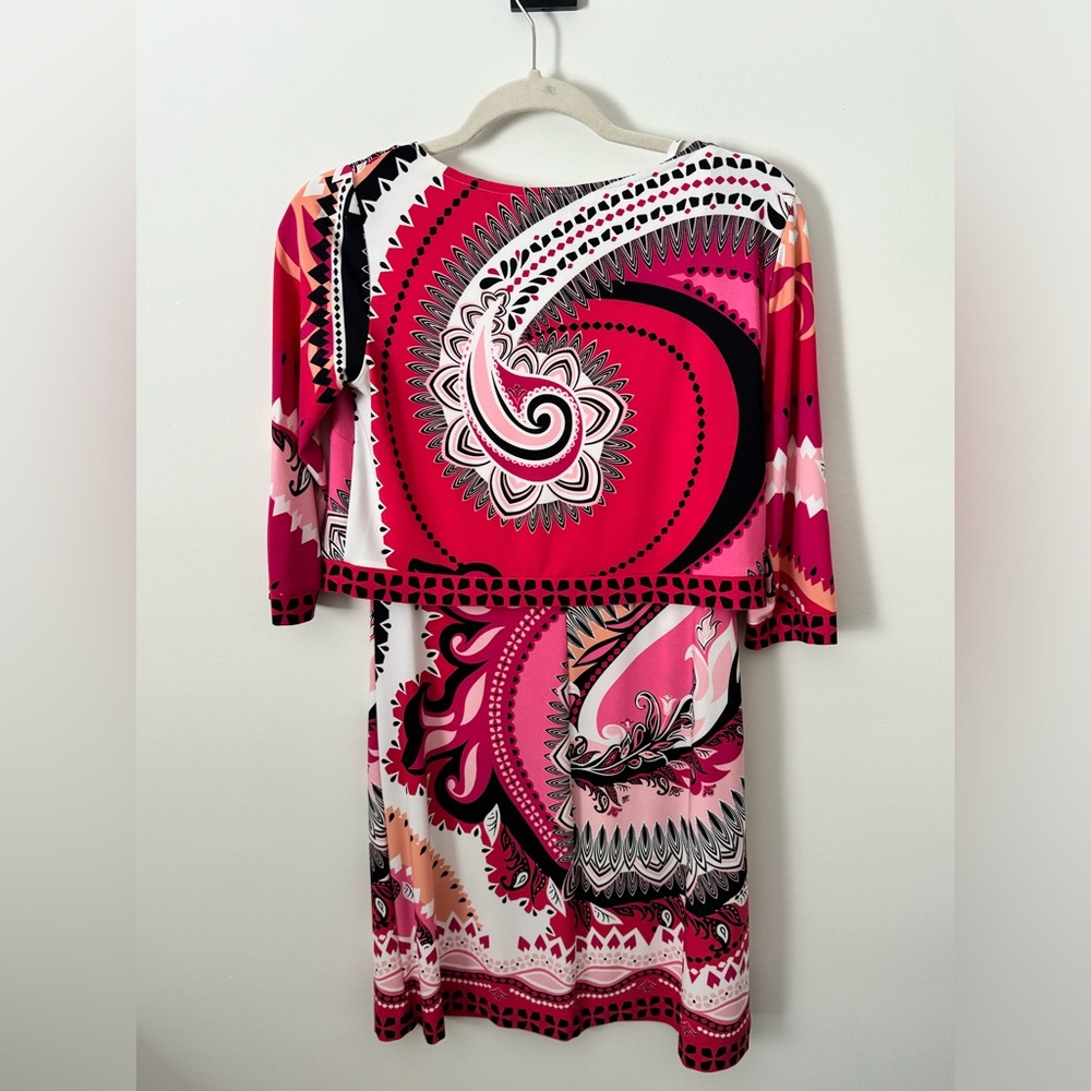 Donna Morgan Fuchsia and Black Geometric Dress - Picture 2 of 3